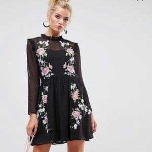 ASOS Pretty Embroidered Mini Skater Dress